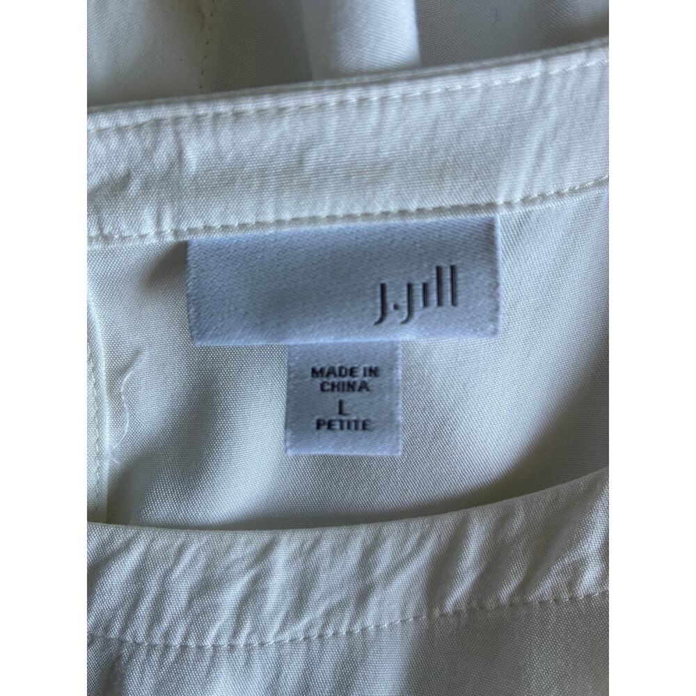 J. Jill White Lightweight Boatneck 3/4 Sleeve Button Black Closure Blouse Sz LP - Picture 10 of 11